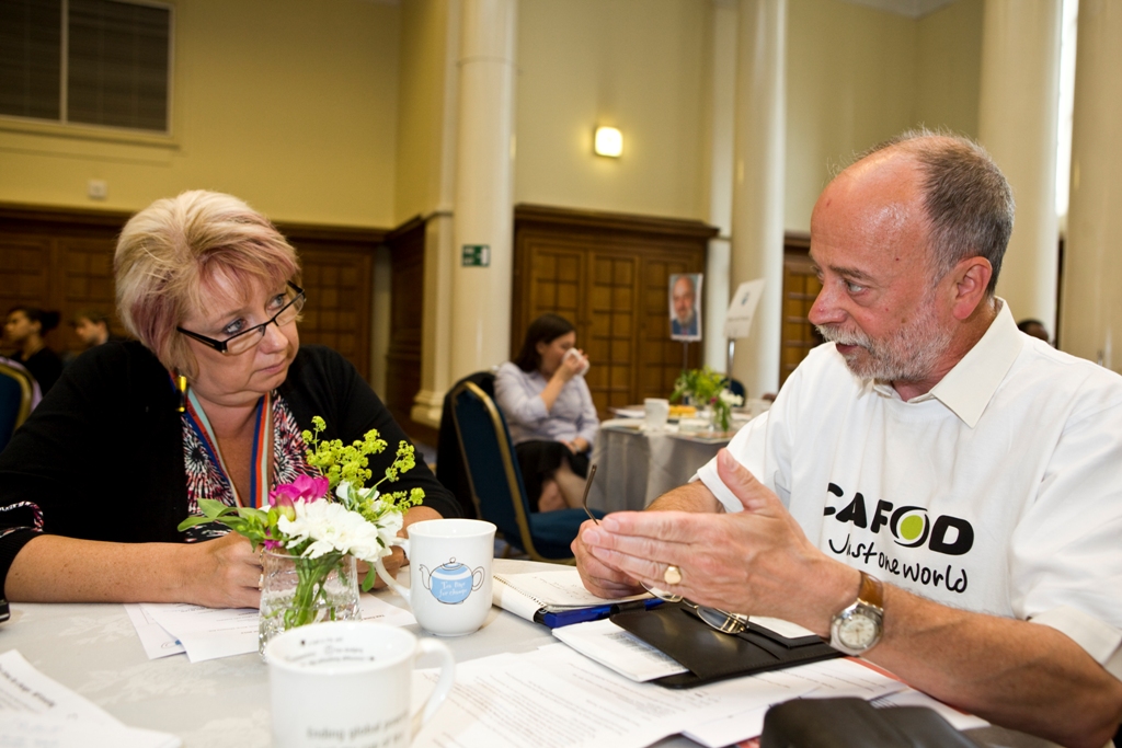 Karen Lumley, MP for Redditch, with CAFOD campaigner Jim Quinn.