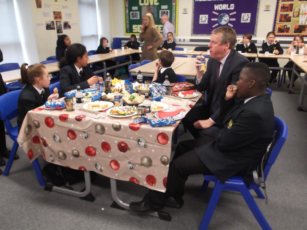 Mr Dillon enjoys tucking in with students