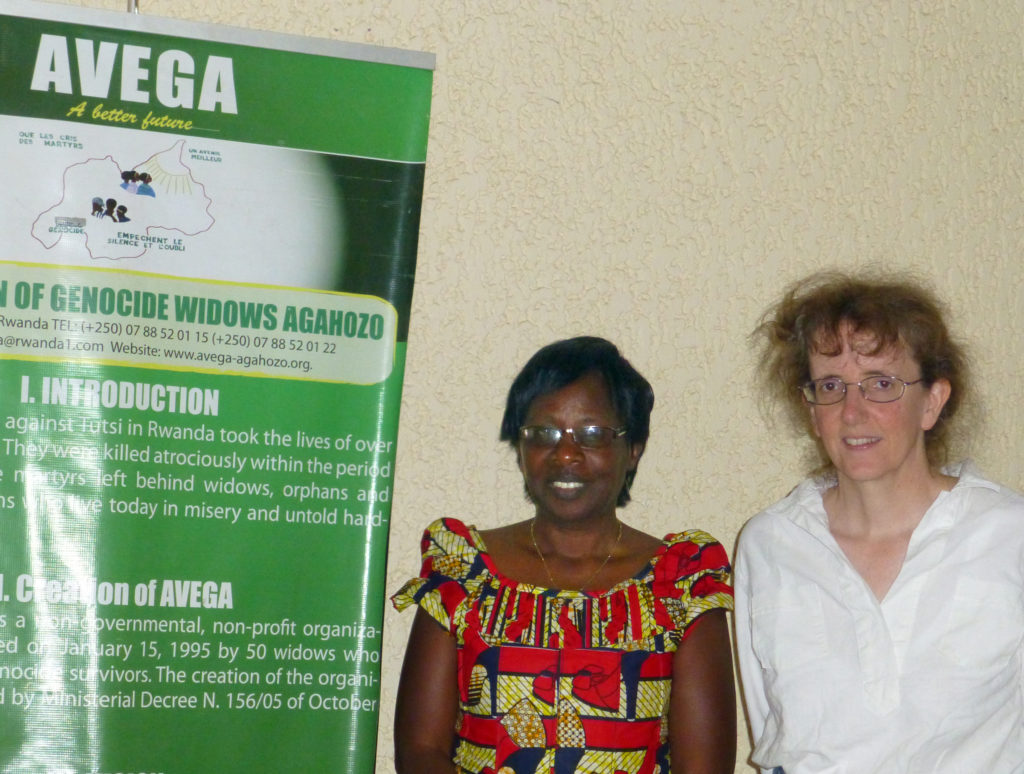 Karen Kilby with Odette who works for CAFOD's Rwanda partner, AVEGA East