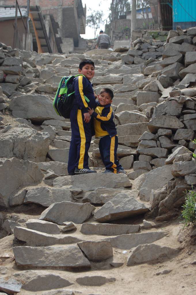 The giant steps leading up to Elvis' house - Peru, CAFOD