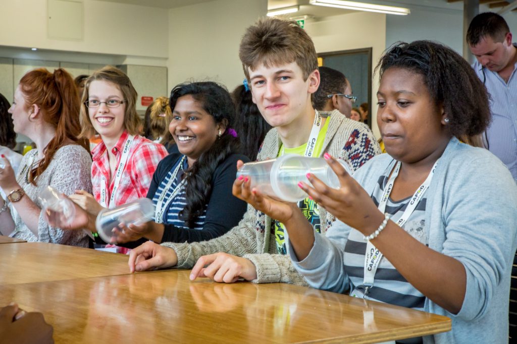 Young leaders from Clifton and Hallam diocese get to grips with the CAFOD World Cup song at their celebration day in July 2014.