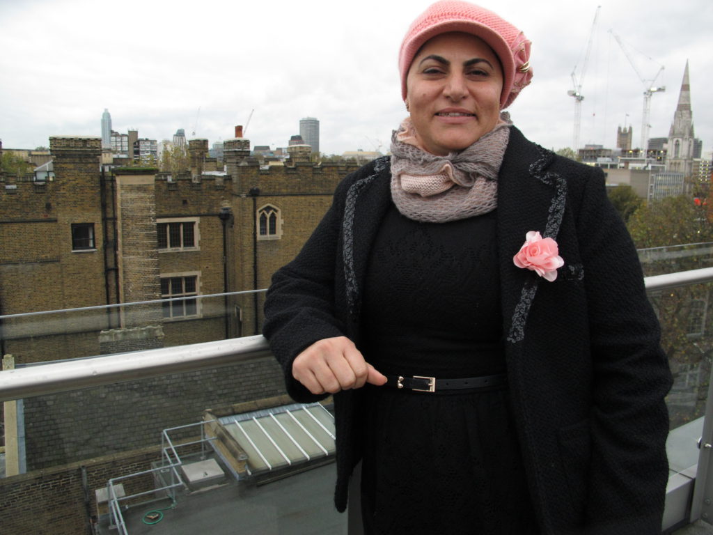 Women in front of London skyline