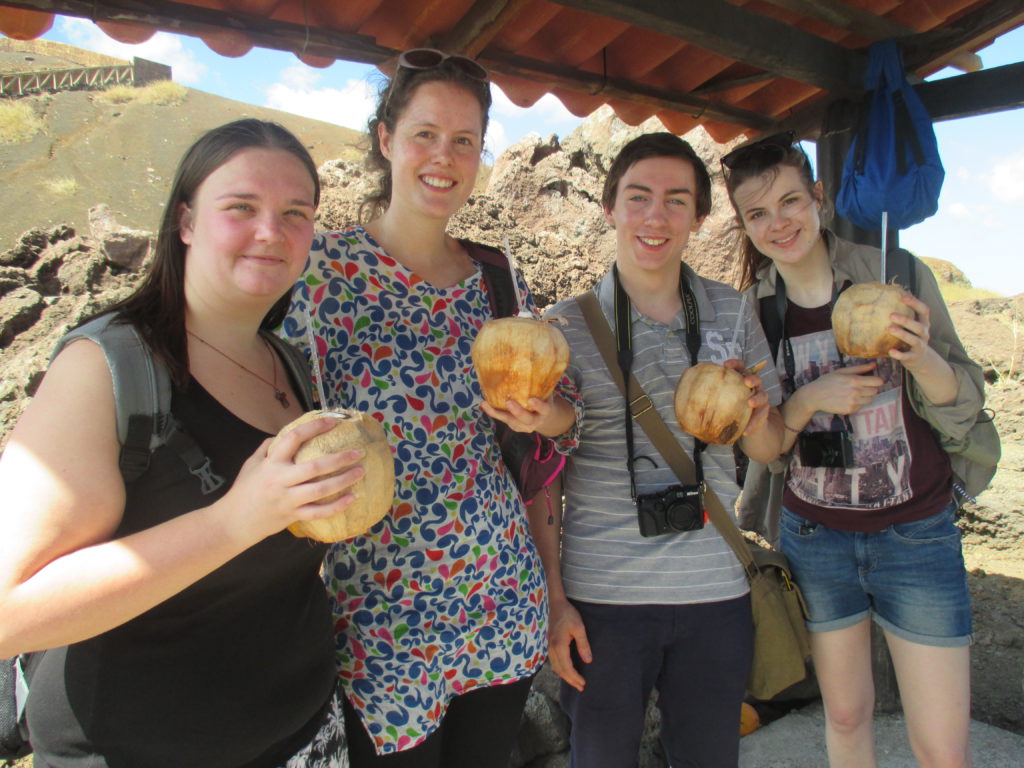 Drinking coconuts