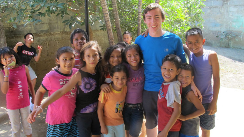 Chris with the children