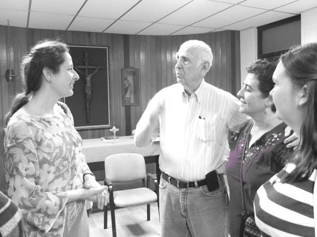 Bernadette met Fr Fernando Cardenal, SJ, and Montse from the CAFOD Central America Team