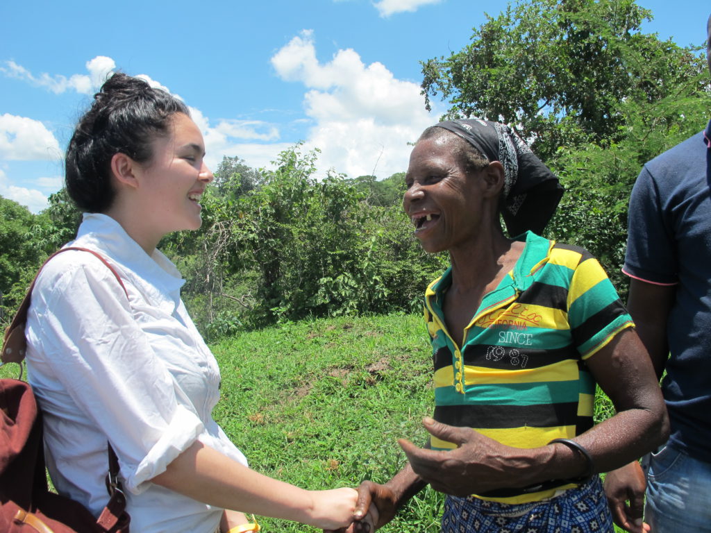 Leila meeting women who have been supported by CAFOD