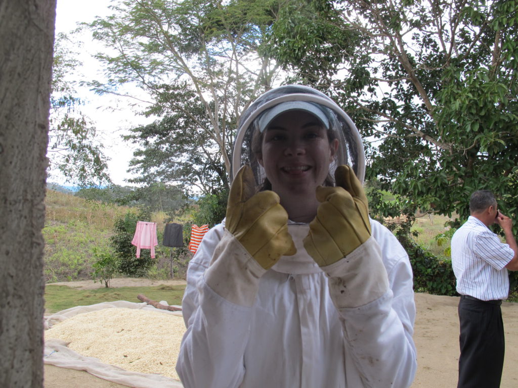 Kate in beekeeping gear