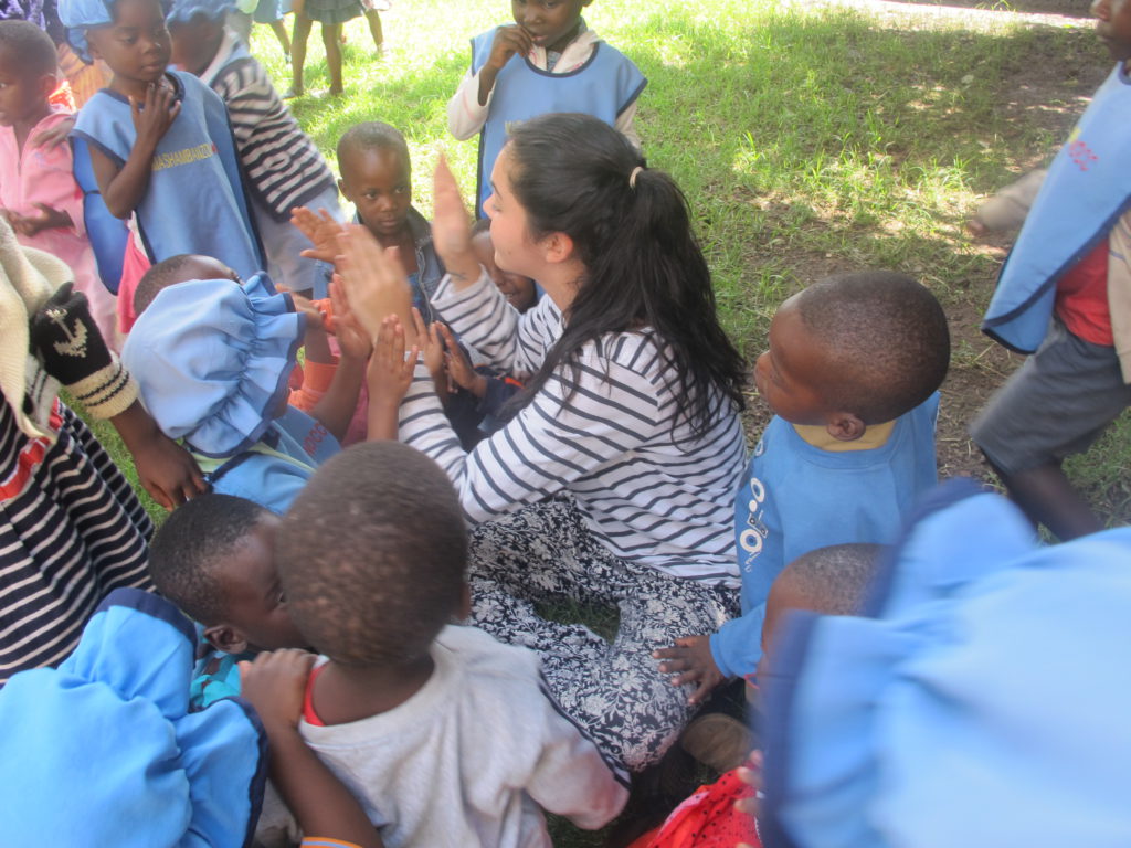 Leila with children at the Mashambanzou day care centre