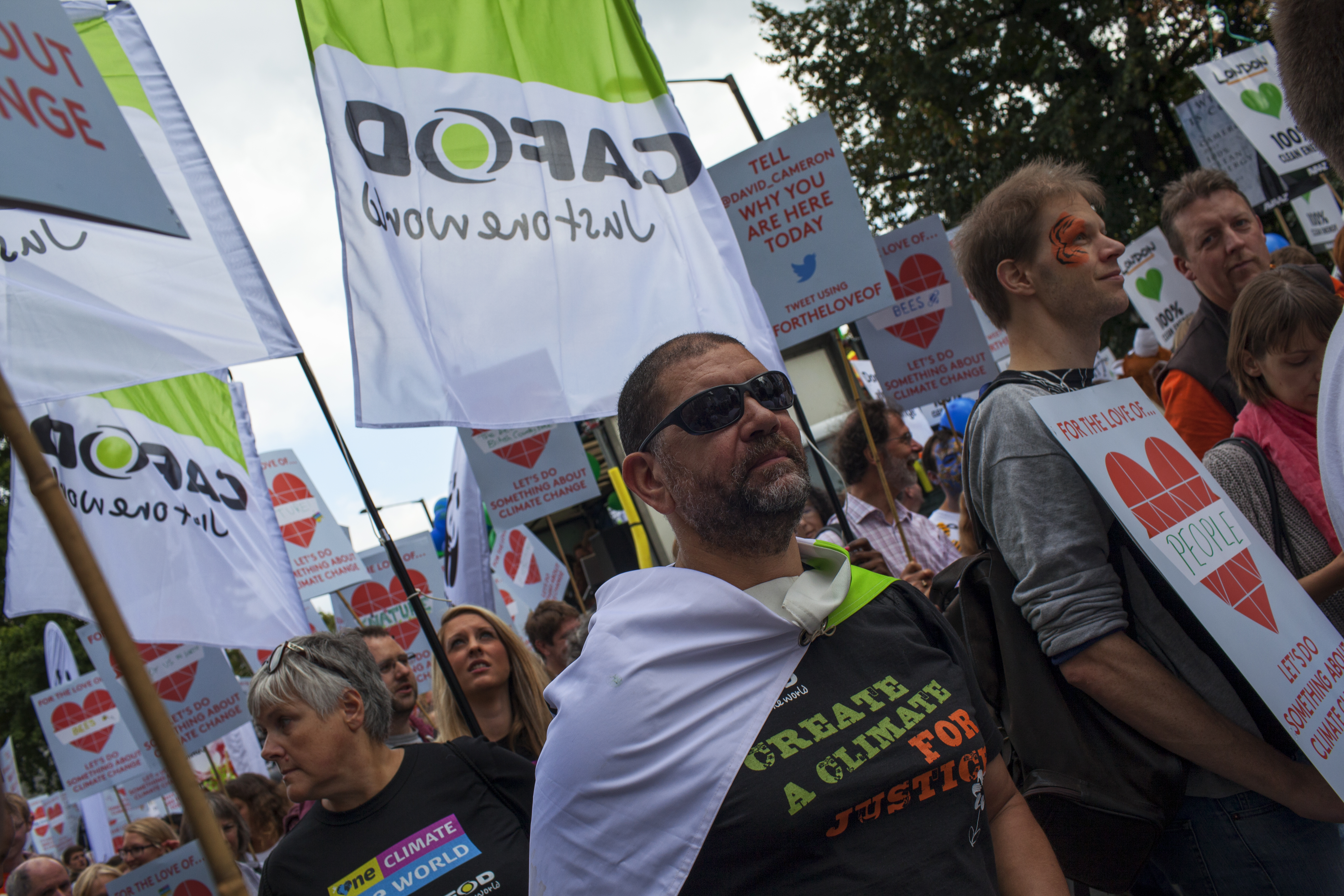 CAFOD supporters join a march against Climate Change