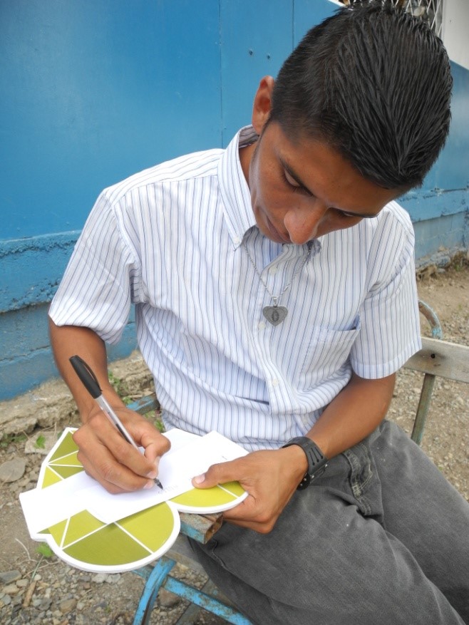 Lazaro Gutierrez in Santa Ana, El Slavador teaches his students how to care for the environment.