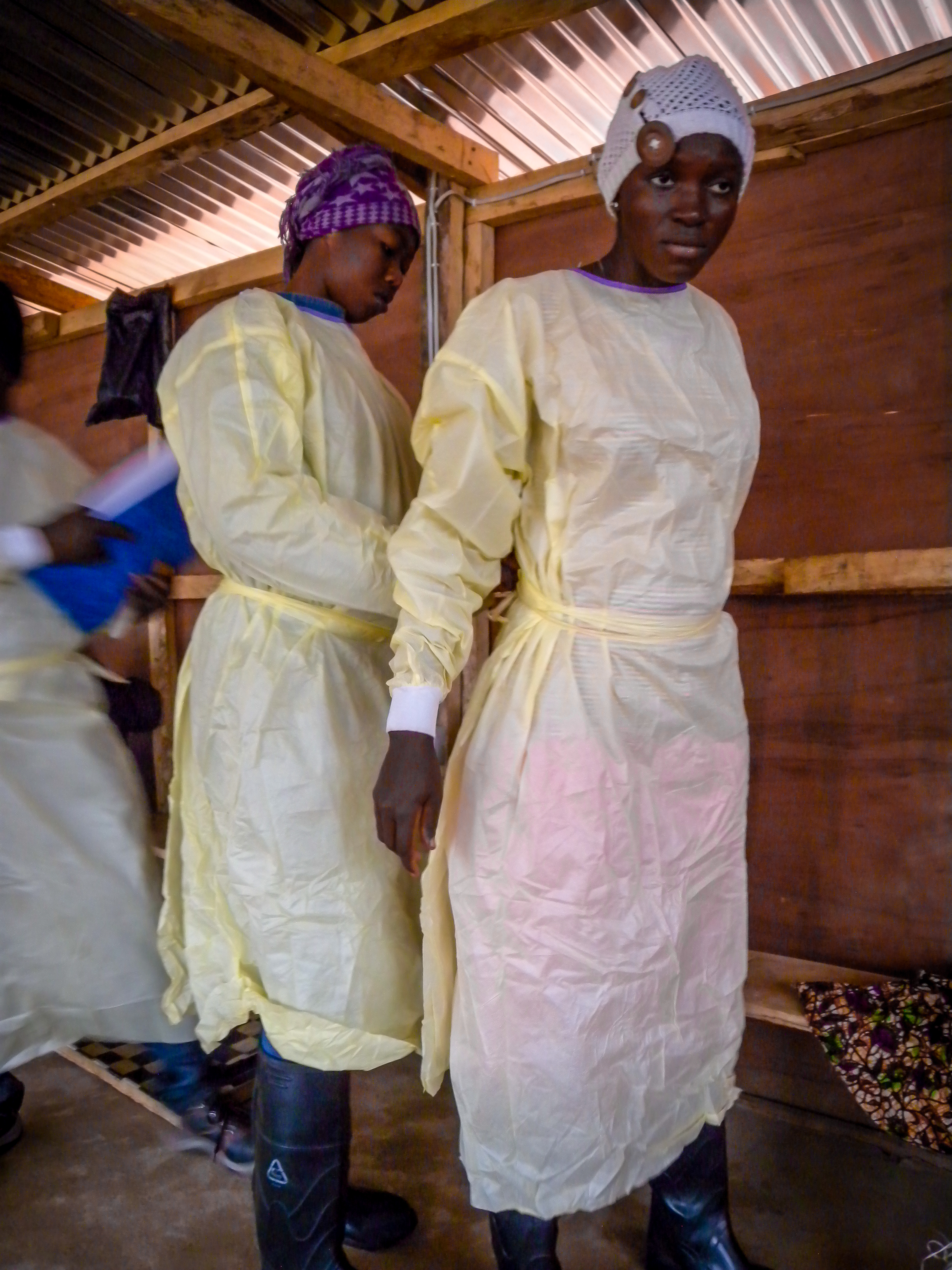 A CAFOD team prepares to carry out safe burials of people who have died because of Ebola.