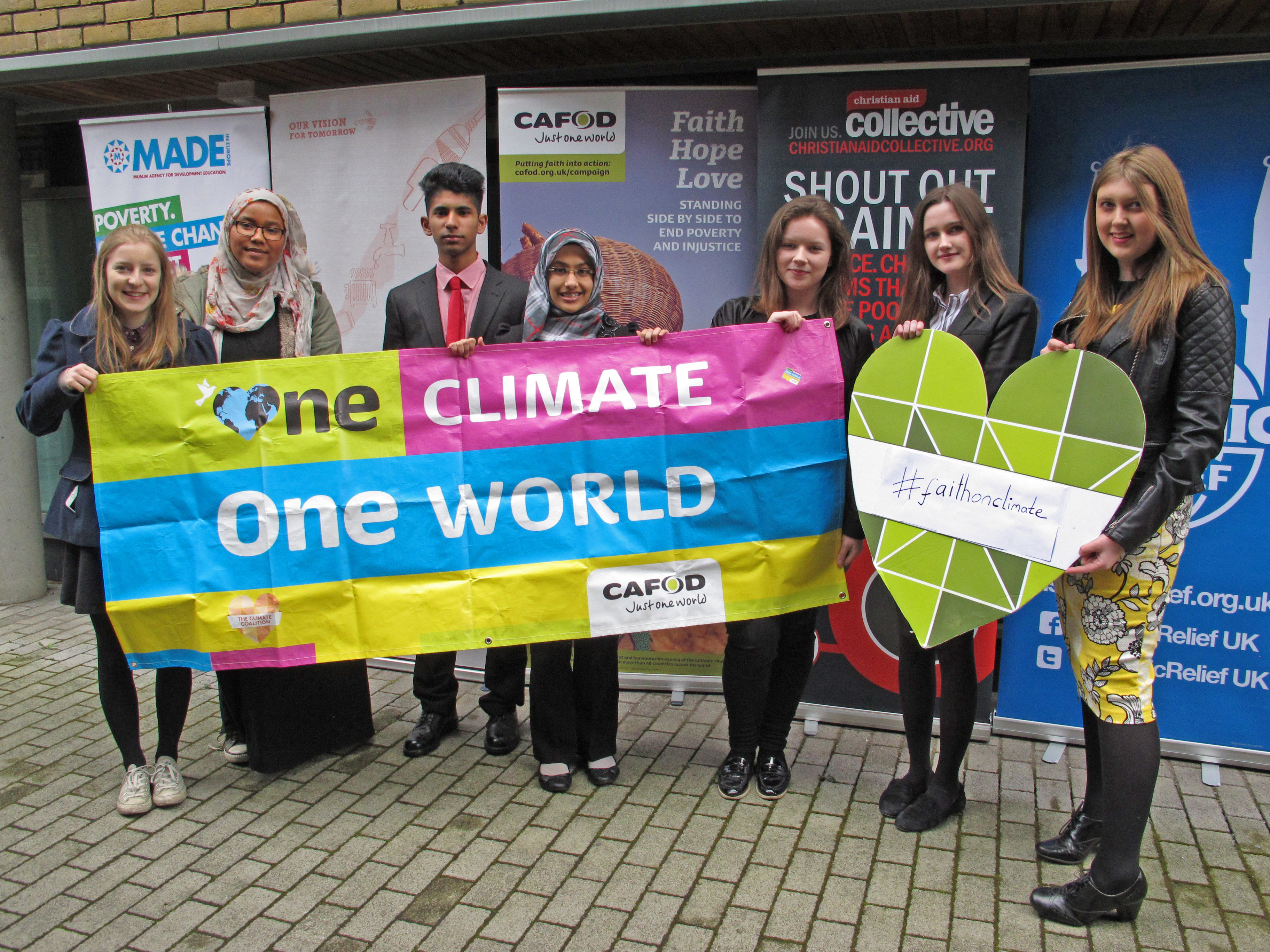 Olivia (second right) took part in the #faithonclimate lobby with other CAFOD young leaders