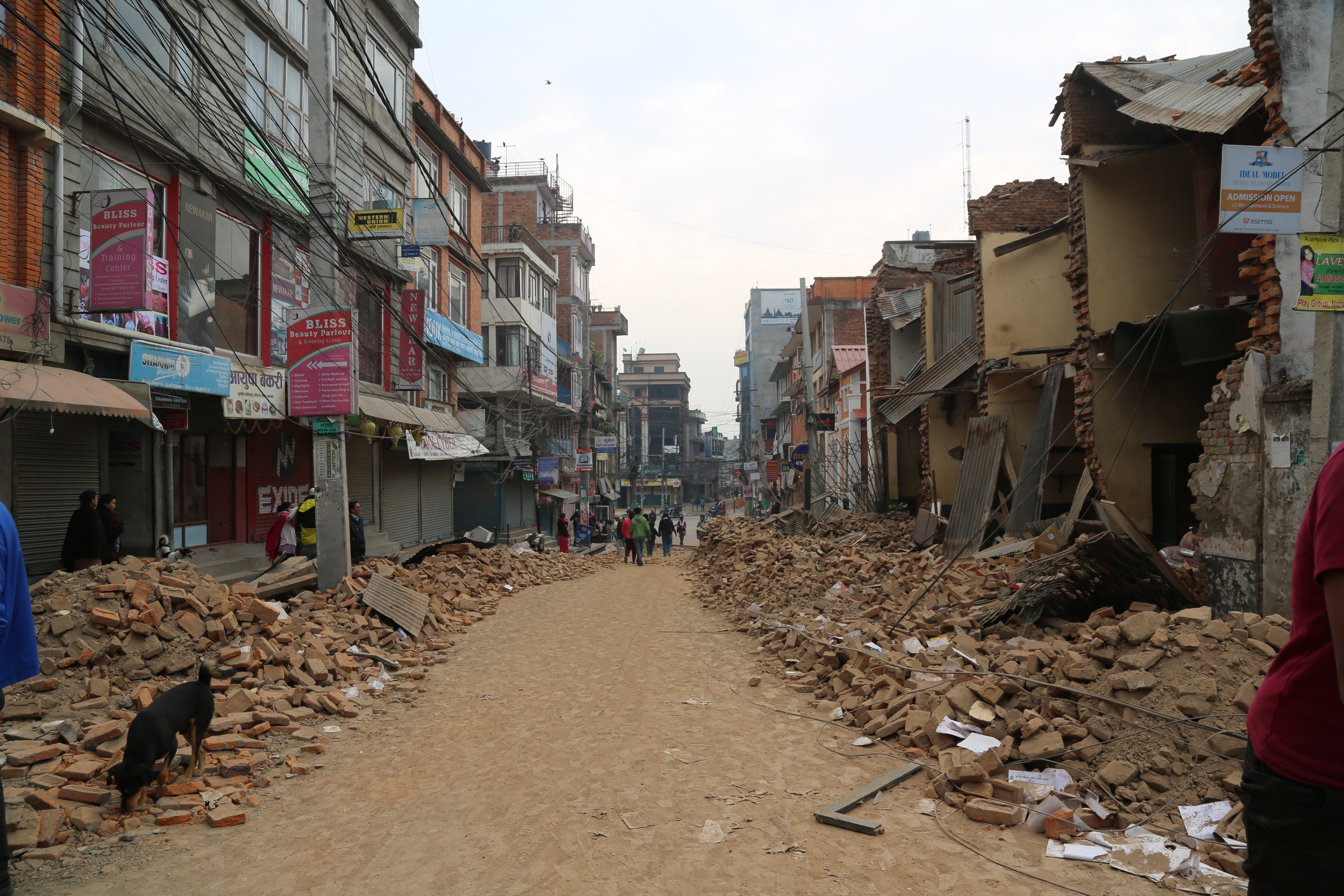 Collapsed buildings in Kathmandu