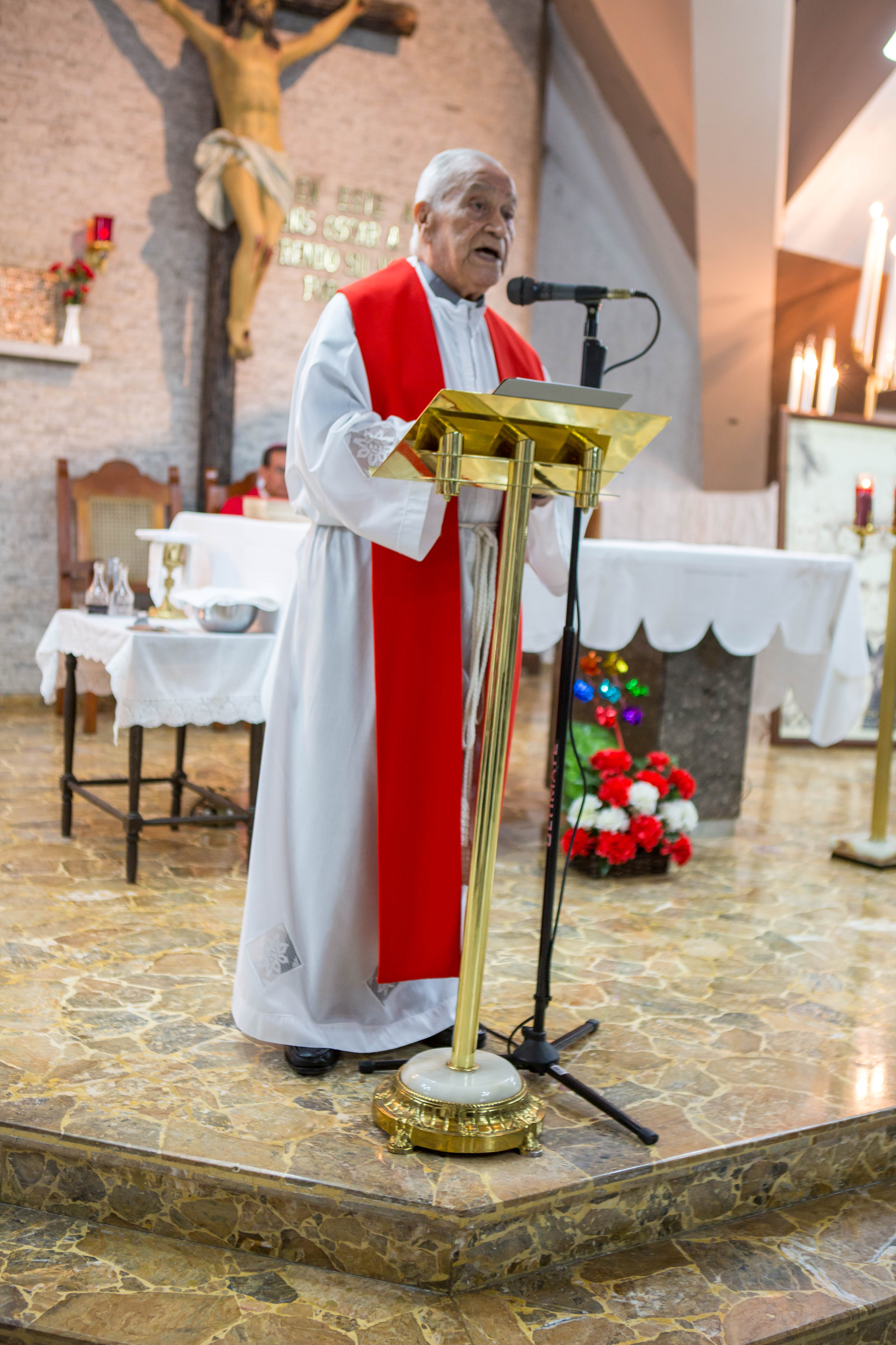 Monsignor Urioste in the church where Romero was murdered