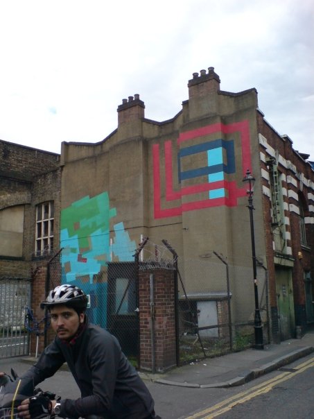 Ivan cycling around London on his foldup bike