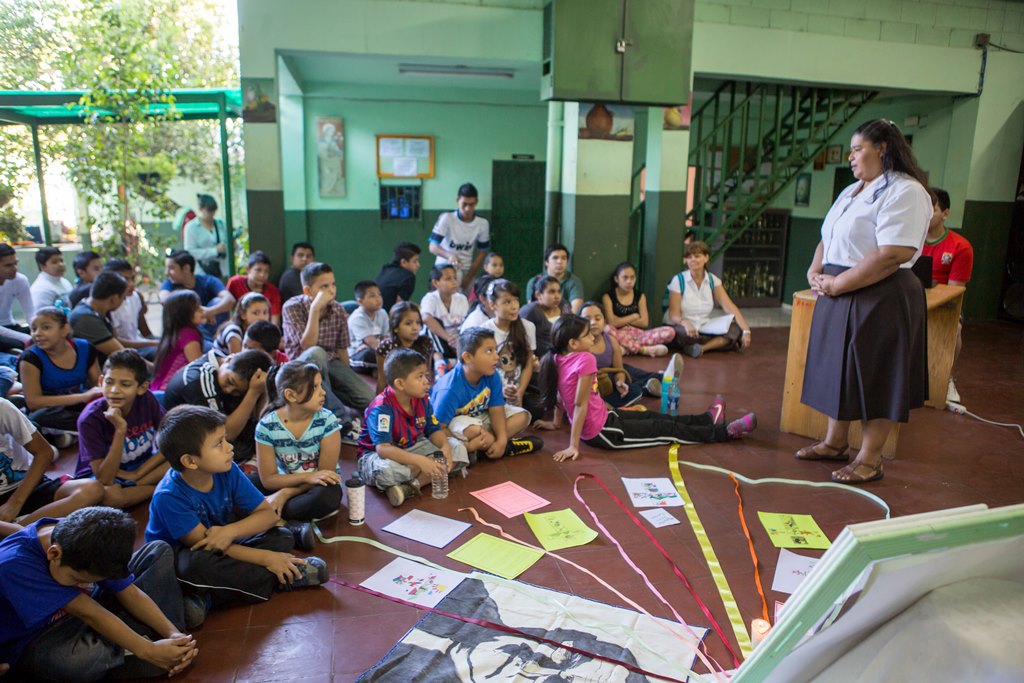 Sister Cruz working with young people in the centre.