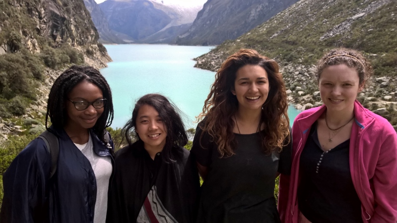 Bea (second right) and fellow gap year volunteers at Lake Parón in Peru