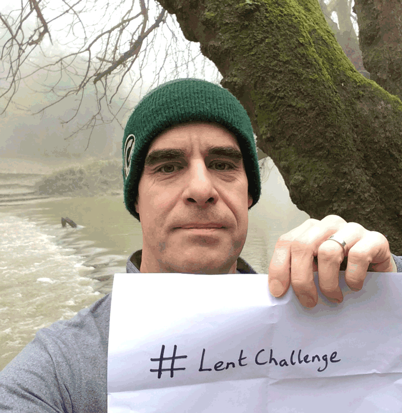 CAFOD Lent Appeal Damian at the river for his Lent challenge