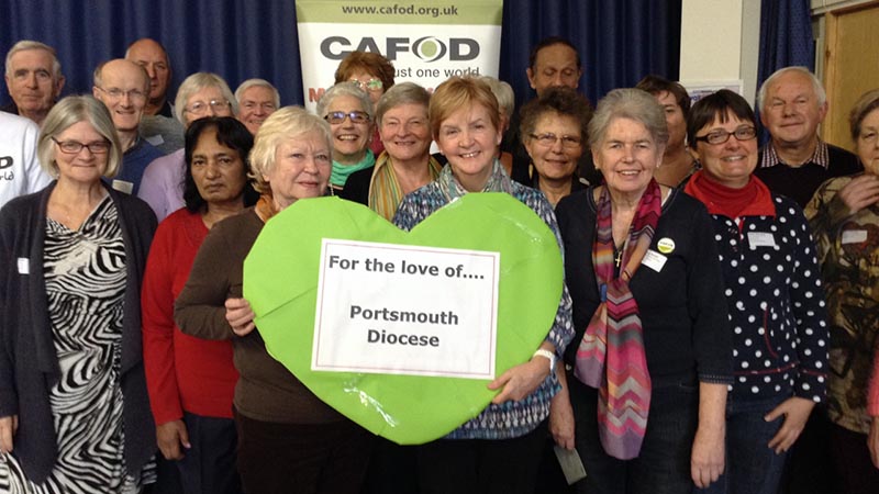 Portsmouth CAFOD volunteers show their love at a supporter meeting