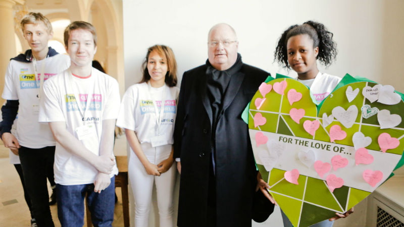 Sam (third from left) and other young climate bloggers lobby Eric Pickles, MP.