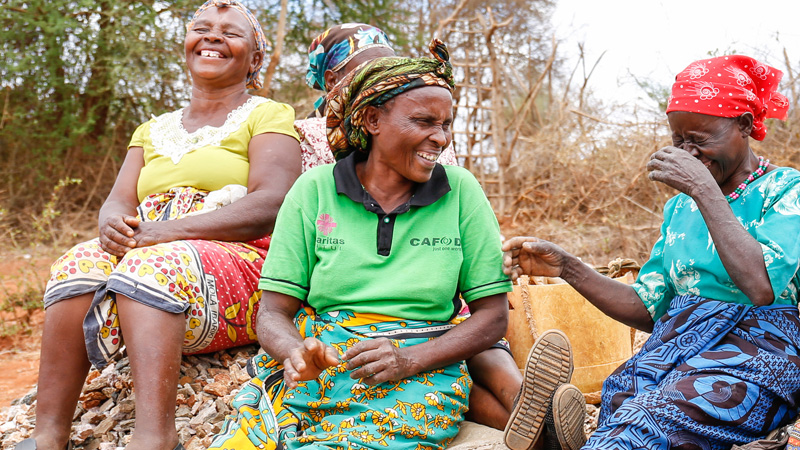 Sabeth and her friends working on CAFOD's Hands On project