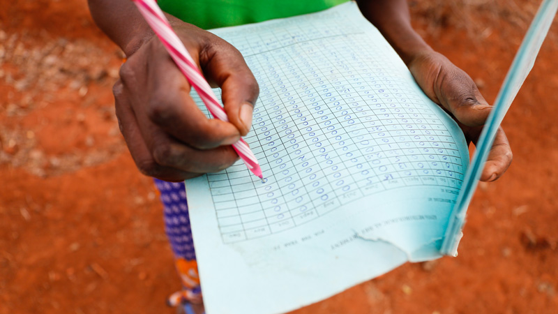 Tabitha records the rainfall in Kitui, Kenya