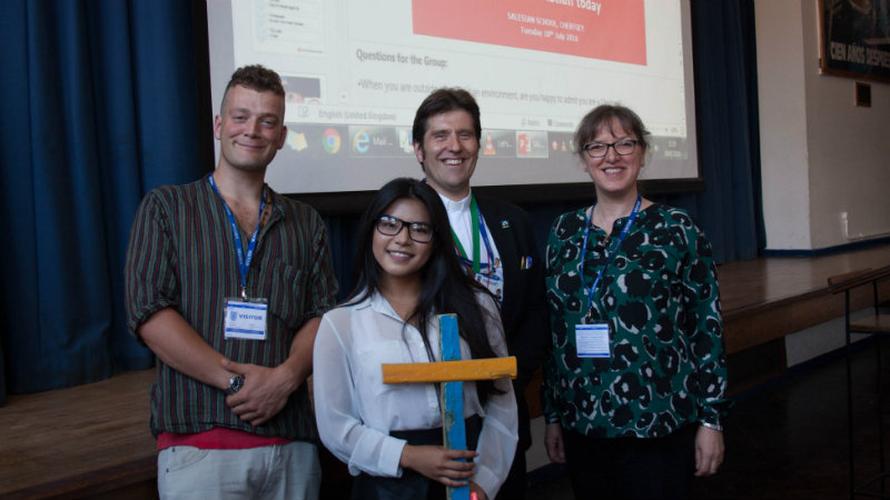 Jouriz with Fr Marco and other speakers before her presentation.