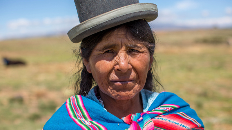 Susana on her land in the Altiplano, Bolivia.