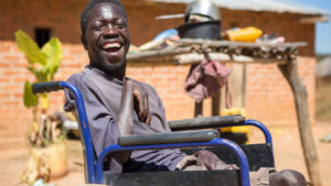 Mulenga in his wheelchair in Zambia