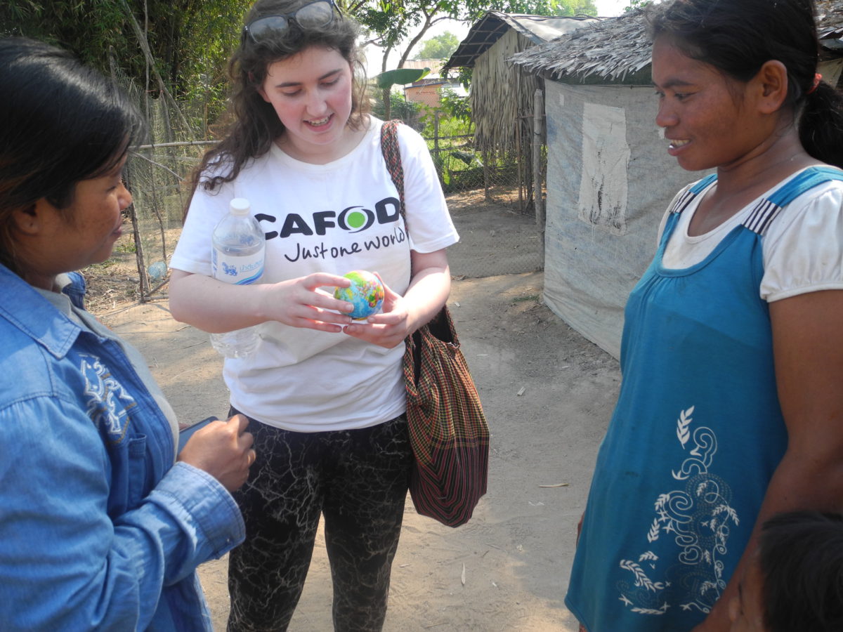 Charlotte, who is taking part in Step into the Gap, meeting Cambodian communities.