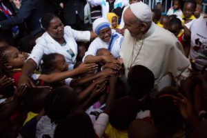 Pope Francis greets children in Nairobi, Kenya 