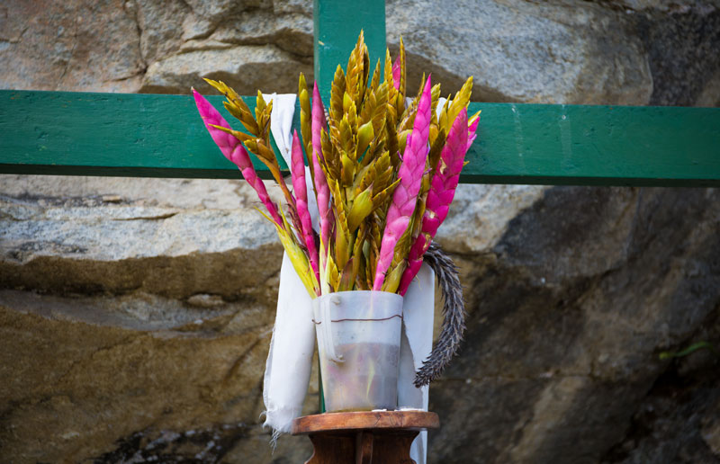 Green cross with flowers