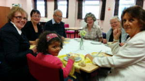 Holy Name parishioners holding a Family Fast Day lunch