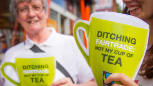 Sainsbury's Fairtrade protest in Waterloo - London