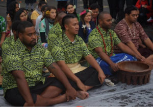 The Climate Warriors lead a traditional Kava ceremony - the drinking of a crop – Kava - native to the Pacific Islands - at COP23 - Conference of Parties - in Germany, 2017