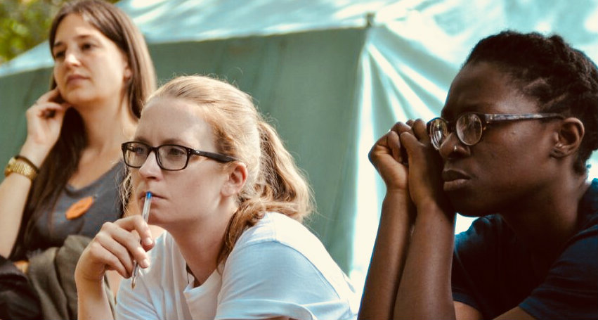 CAFOD Climate Champion Bridgid (with the glasses on the left) at a workshop in Belgium on climate change.