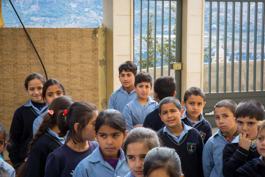 Syrian refugee children at school