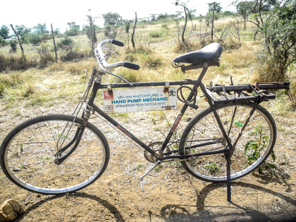 CAFOD-funded bike for a borehole mechanic in Uganda