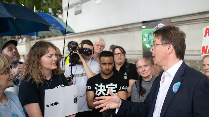 Emma Gallagher meets MP Jonathan Lord at The Time is Now mass lobby