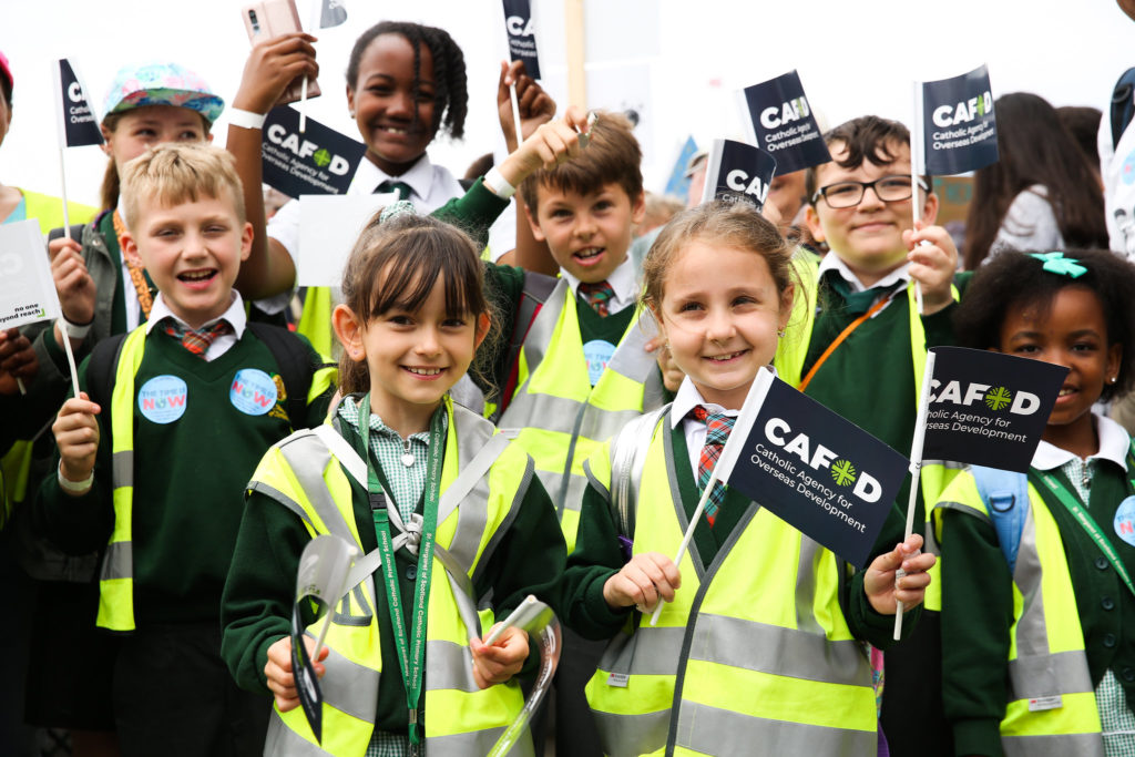 Schoolchildren waiting to speak to their MP