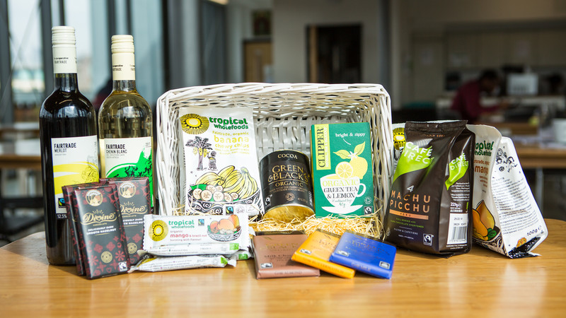 A Fairtrade hamper offered as the prize in a competition for CAFOD supporters to enter.