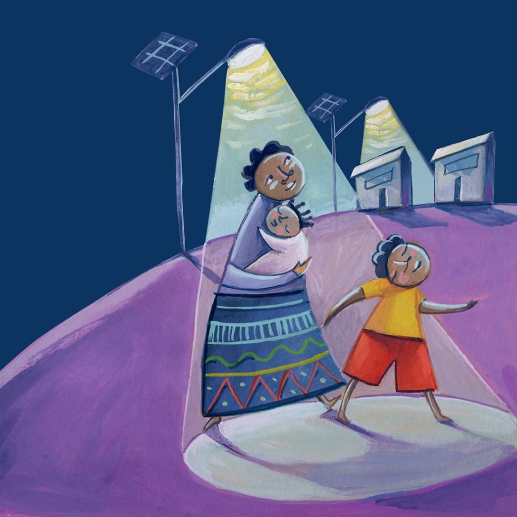 Super solar streetlight World Gifts illustration