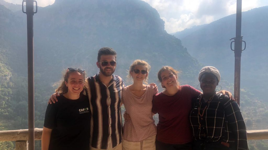 Joshua Nicols with other young leaders at a camp organised by Caritas Lebanon.