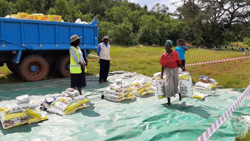 Distributing food to vulnerable communities in Zimbabwe