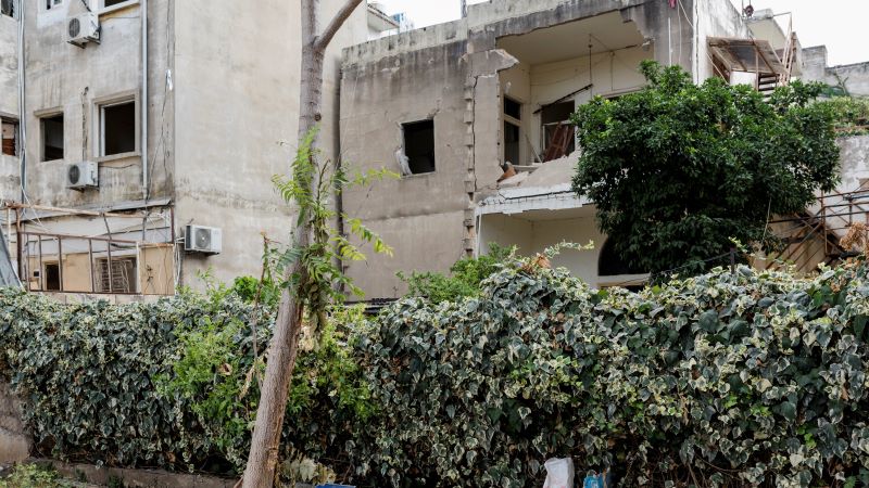 The outside of a damaged home in Beirut