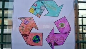 The children created artwork as part of their Go Green Challenge