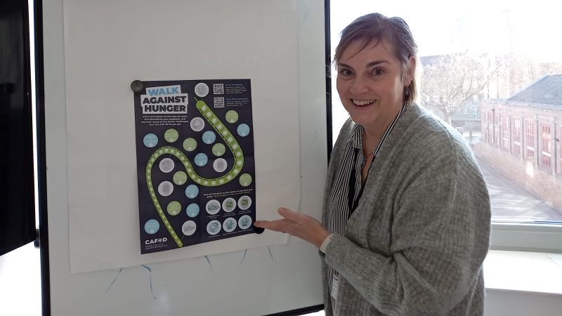 Christine with the Walk Against Hunger wallchart